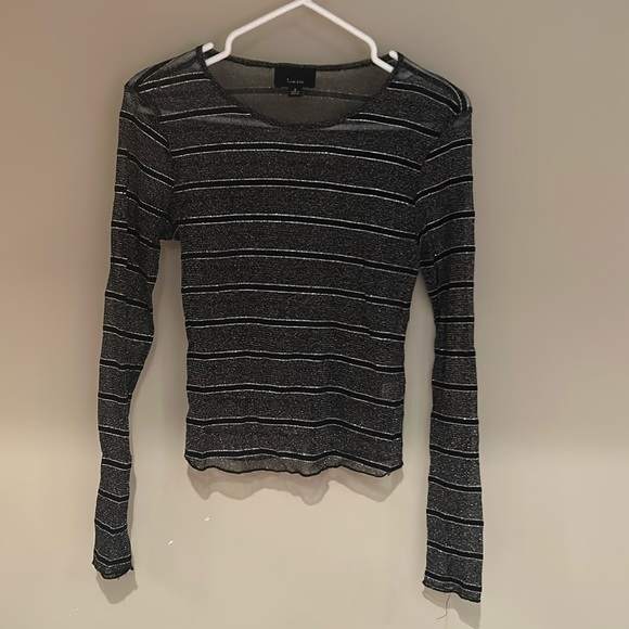 LUMIERE Women's Long Sleeve Sparkly Top in Black/Silver│Size Small - Picture 7 of 14